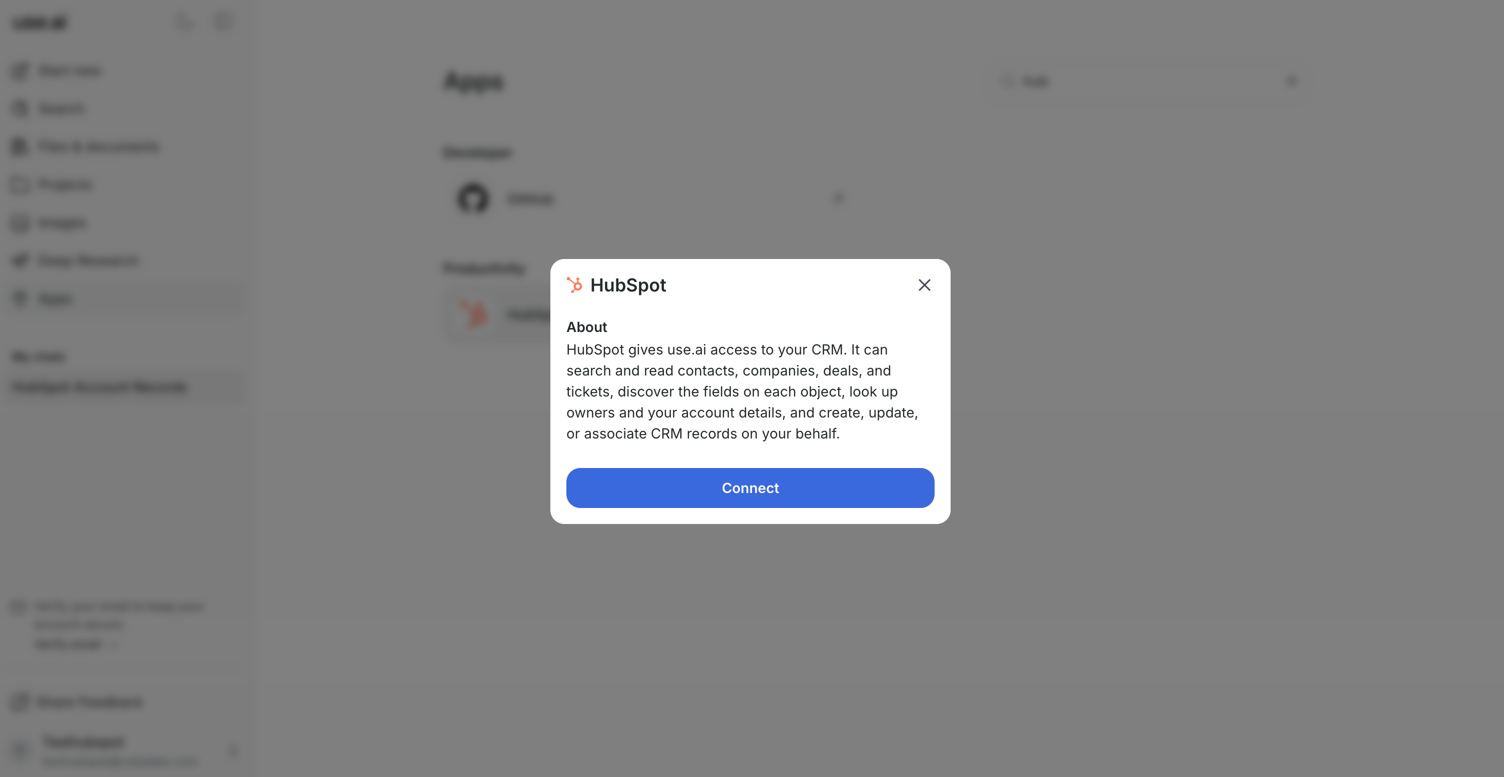 Connector modal
